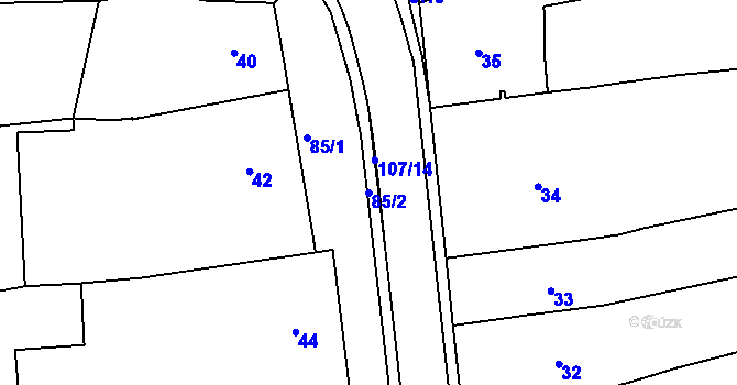 Parcela st. 85/2 v KÚ Dřínov u Kroměříže, Katastrální mapa