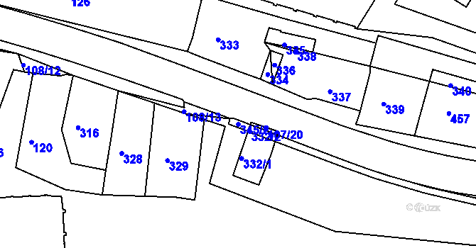 Parcela st. 345/2 v KÚ Dřínov u Kroměříže, Katastrální mapa