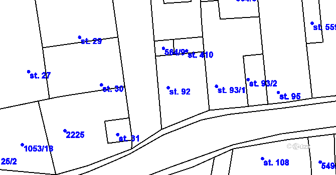Parcela st. 92 v KÚ Dřísy, Katastrální mapa