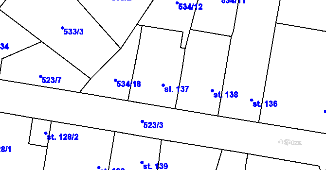 Parcela st. 137 v KÚ Dřísy, Katastrální mapa