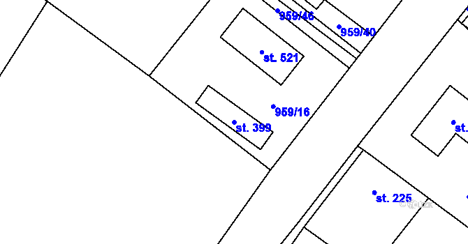 Parcela st. 399 v KÚ Dřísy, Katastrální mapa