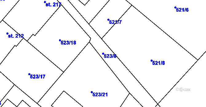 Parcela st. 523/8 v KÚ Dřísy, Katastrální mapa