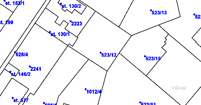Parcela st. 523/12 v KÚ Dřísy, Katastrální mapa