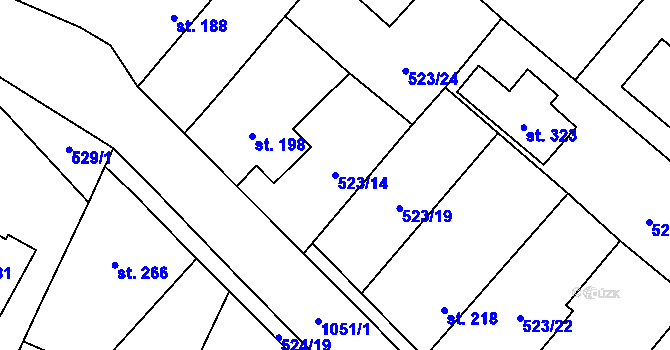 Parcela st. 523/14 v KÚ Dřísy, Katastrální mapa