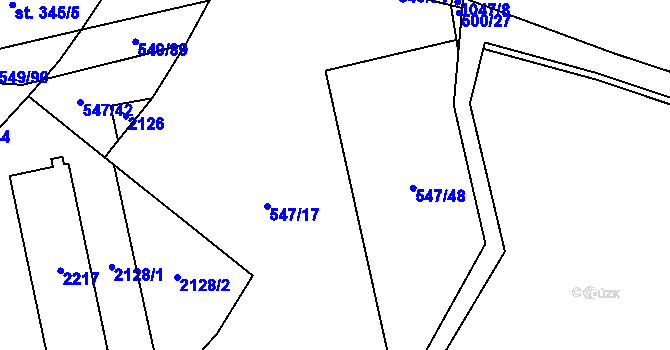Parcela st. 547/17 v KÚ Dřísy, Katastrální mapa