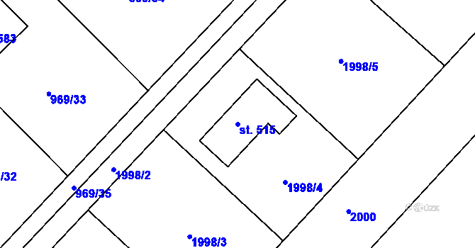Parcela st. 515 v KÚ Dřísy, Katastrální mapa