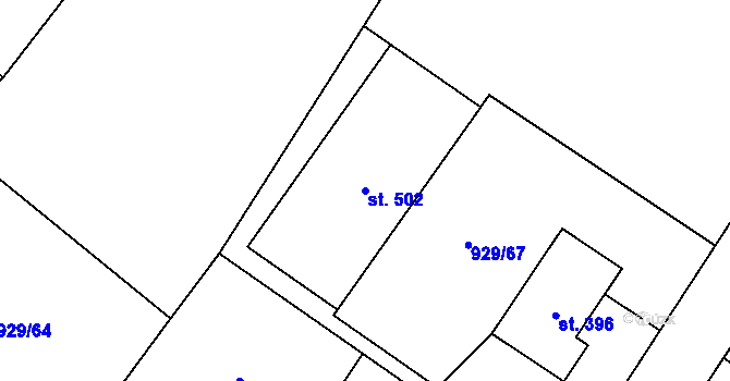 Parcela st. 502 v KÚ Dřísy, Katastrální mapa