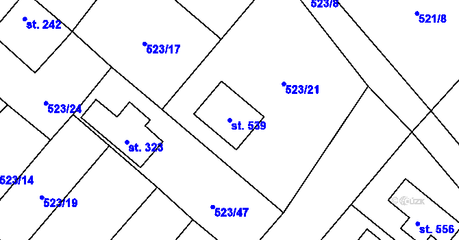 Parcela st. 539 v KÚ Dřísy, Katastrální mapa