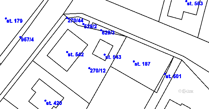 Parcela st. 543 v KÚ Dřísy, Katastrální mapa