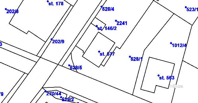 Parcela st. 577 v KÚ Dřísy, Katastrální mapa