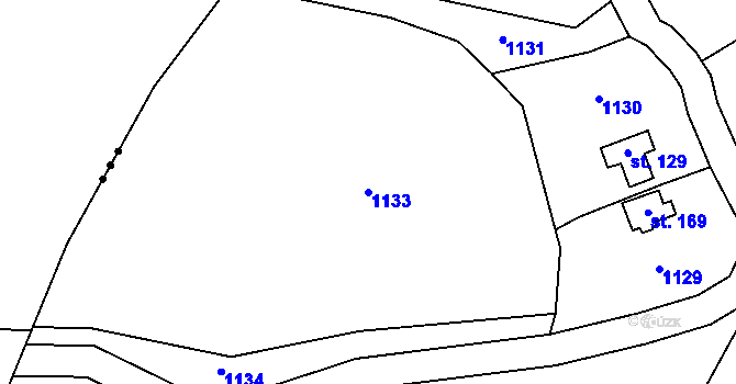 Parcela st. 1133 v KÚ Dříteč, Katastrální mapa