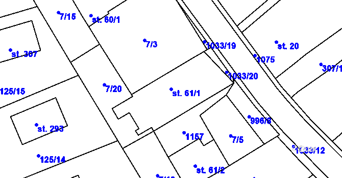 Parcela st. 61/1 v KÚ Dříteč, Katastrální mapa