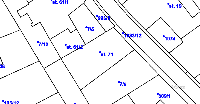 Parcela st. 71 v KÚ Dříteč, Katastrální mapa