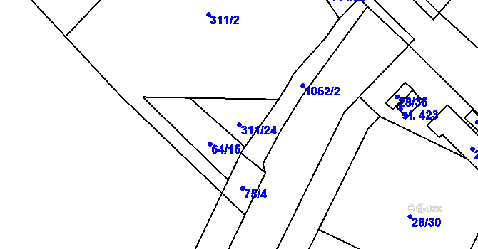Parcela st. 311/24 v KÚ Dříteč, Katastrální mapa