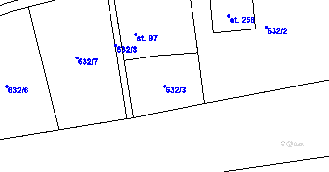 Parcela st. 632/3 v KÚ Dříteč, Katastrální mapa