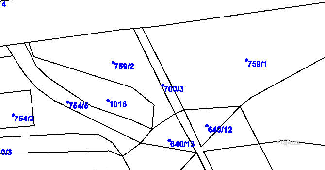 Parcela st. 700/3 v KÚ Dříteč, Katastrální mapa