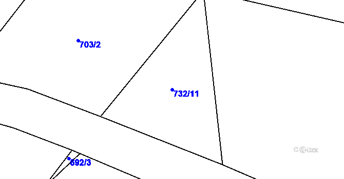 Parcela st. 732/11 v KÚ Dříteč, Katastrální mapa