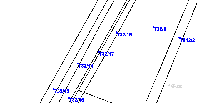 Parcela st. 732/17 v KÚ Dříteč, Katastrální mapa