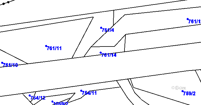 Parcela st. 761/14 v KÚ Dříteč, Katastrální mapa