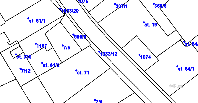 Parcela st. 1033/12 v KÚ Dříteč, Katastrální mapa