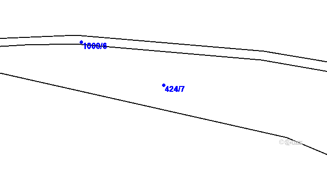 Parcela st. 424/7 v KÚ Dříteč, Katastrální mapa