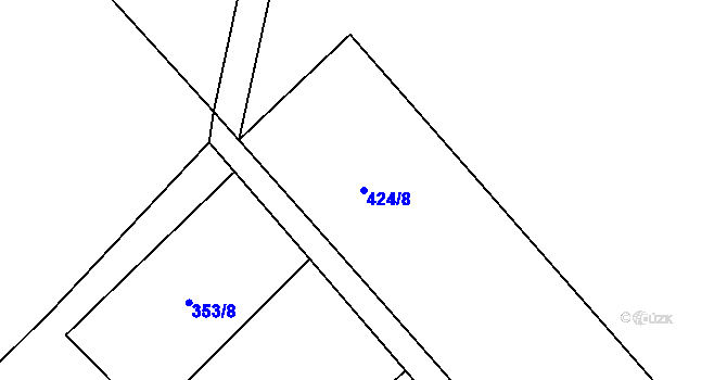 Parcela st. 424/8 v KÚ Dříteč, Katastrální mapa