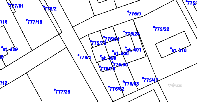 Parcela st. 775/25 v KÚ Dříteč, Katastrální mapa