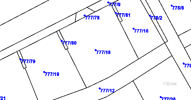 Parcela st. 777/18 v KÚ Dříteč, Katastrální mapa