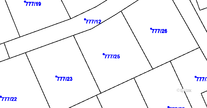 Parcela st. 777/25 v KÚ Dříteč, Katastrální mapa