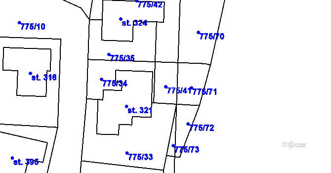 Parcela st. 775/41 v KÚ Dříteč, Katastrální mapa