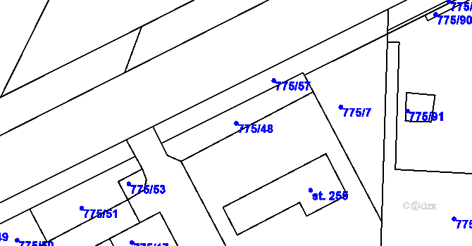 Parcela st. 775/48 v KÚ Dříteč, Katastrální mapa