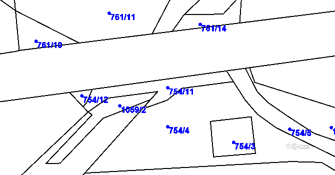 Parcela st. 754/11 v KÚ Dříteč, Katastrální mapa