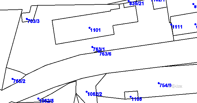 Parcela st. 763/6 v KÚ Dříteč, Katastrální mapa