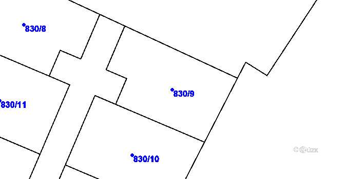 Parcela st. 830/9 v KÚ Dříteč, Katastrální mapa