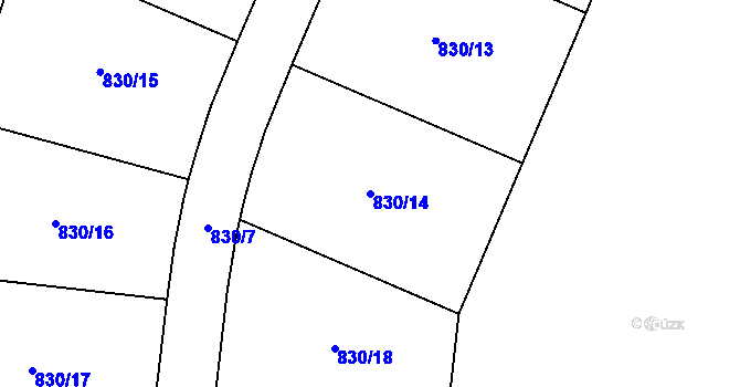 Parcela st. 830/14 v KÚ Dříteč, Katastrální mapa