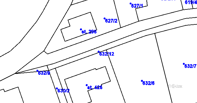 Parcela st. 632/12 v KÚ Dříteč, Katastrální mapa