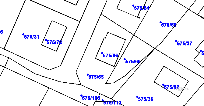 Parcela st. 575/86 v KÚ Dříteň, Katastrální mapa