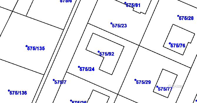Parcela st. 575/92 v KÚ Dříteň, Katastrální mapa