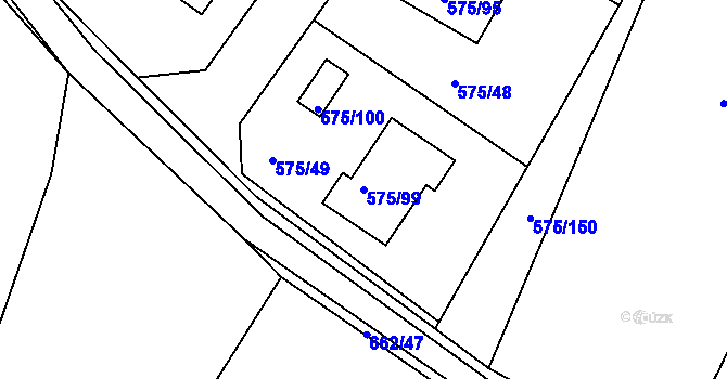 Parcela st. 575/99 v KÚ Dříteň, Katastrální mapa
