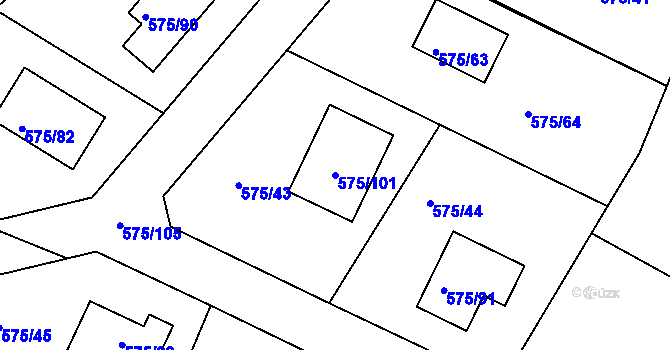 Parcela st. 575/101 v KÚ Dříteň, Katastrální mapa