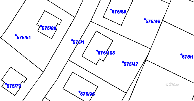 Parcela st. 575/103 v KÚ Dříteň, Katastrální mapa
