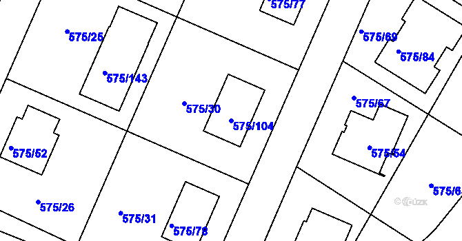 Parcela st. 575/104 v KÚ Dříteň, Katastrální mapa