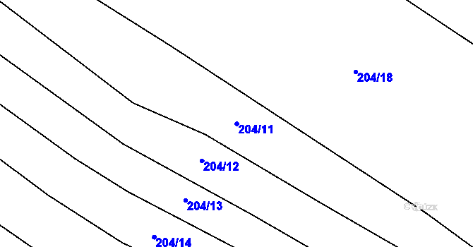 Parcela st. 204/11 v KÚ Dříteň, Katastrální mapa
