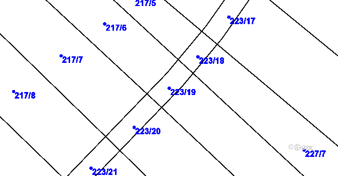 Parcela st. 223/19 v KÚ Dříteň, Katastrální mapa