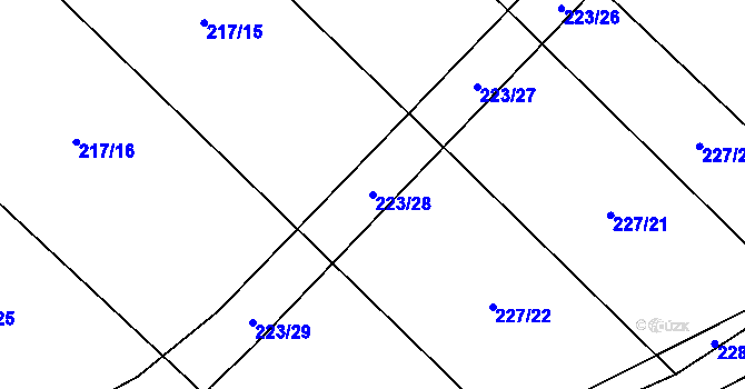 Parcela st. 223/28 v KÚ Dříteň, Katastrální mapa