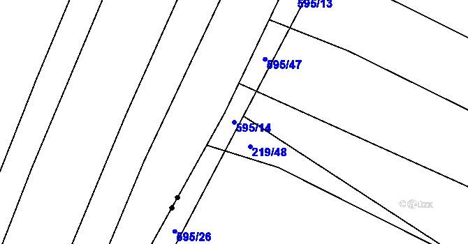 Parcela st. 595/14 v KÚ Dříteň, Katastrální mapa