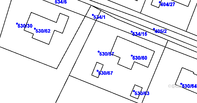 Parcela st. 530/57 v KÚ Dříteň, Katastrální mapa
