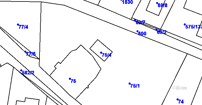 Parcela st. 75/4 v KÚ Dříteň, Katastrální mapa