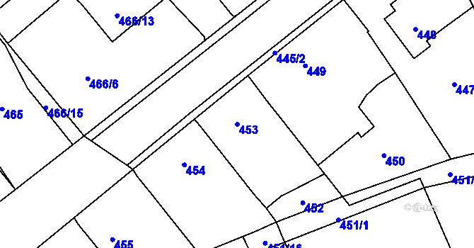 Parcela st. 453 v KÚ Dříteň, Katastrální mapa