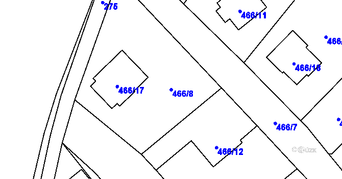 Parcela st. 466/8 v KÚ Dříteň, Katastrální mapa